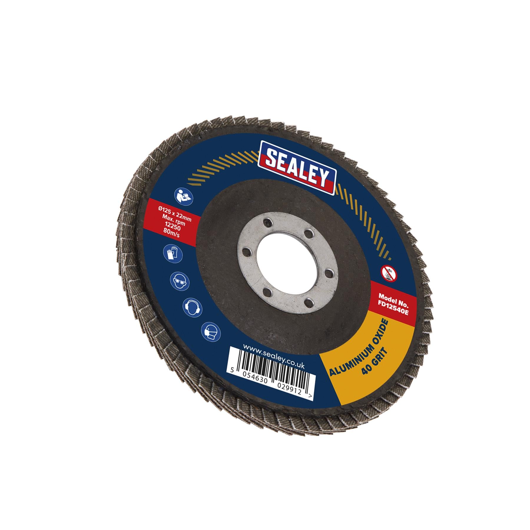 Sealey Flap Disc Aluminium Oxide Ø125mm Ø22mm Bore 40Grit