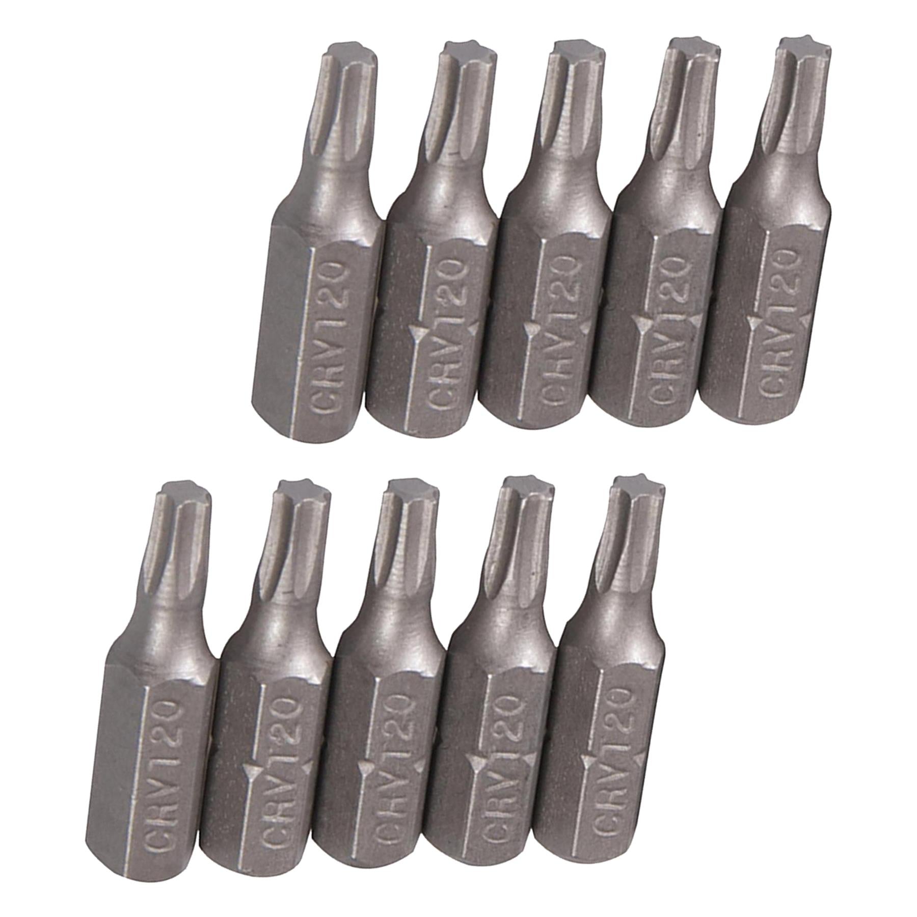 10Pk Torx CRV Screwdriver Bits T20 Chrome Vanadium 1/4" Hex Drive Drive DIY