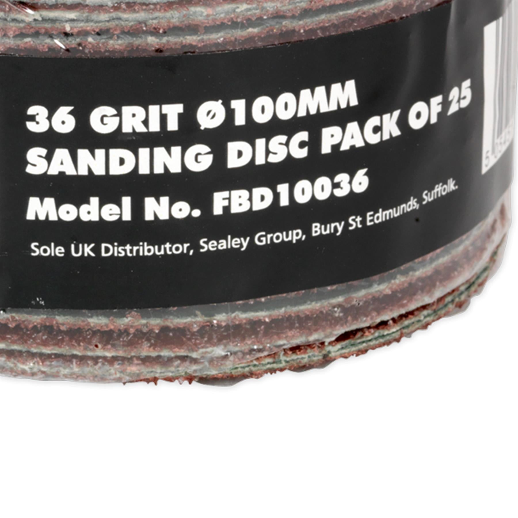 Sealey Sanding Disc Fibre Backed �100mm 36Grit Pack of 25