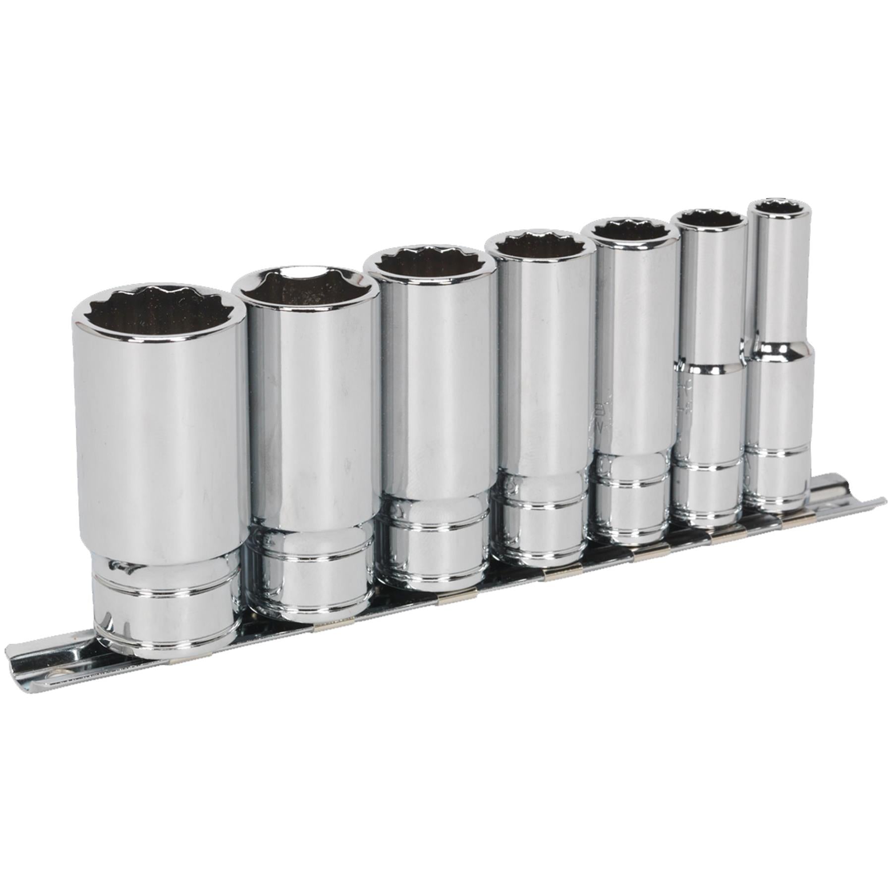 Sealey Socket Set 7pc 3/8"Sq Drive Deep Whitworth