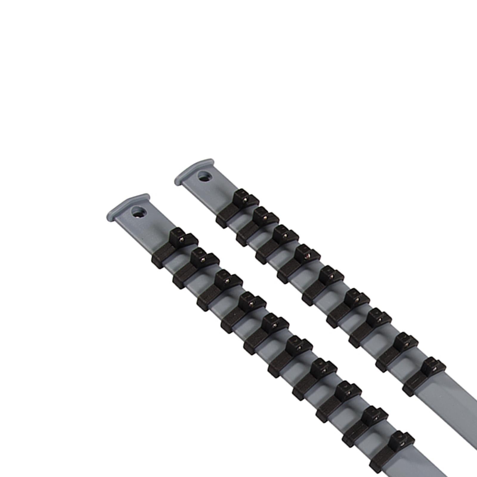 1/4" Drive Socket Holder Storage Organiser Rail Set- 18 Clips For Wall Mounting