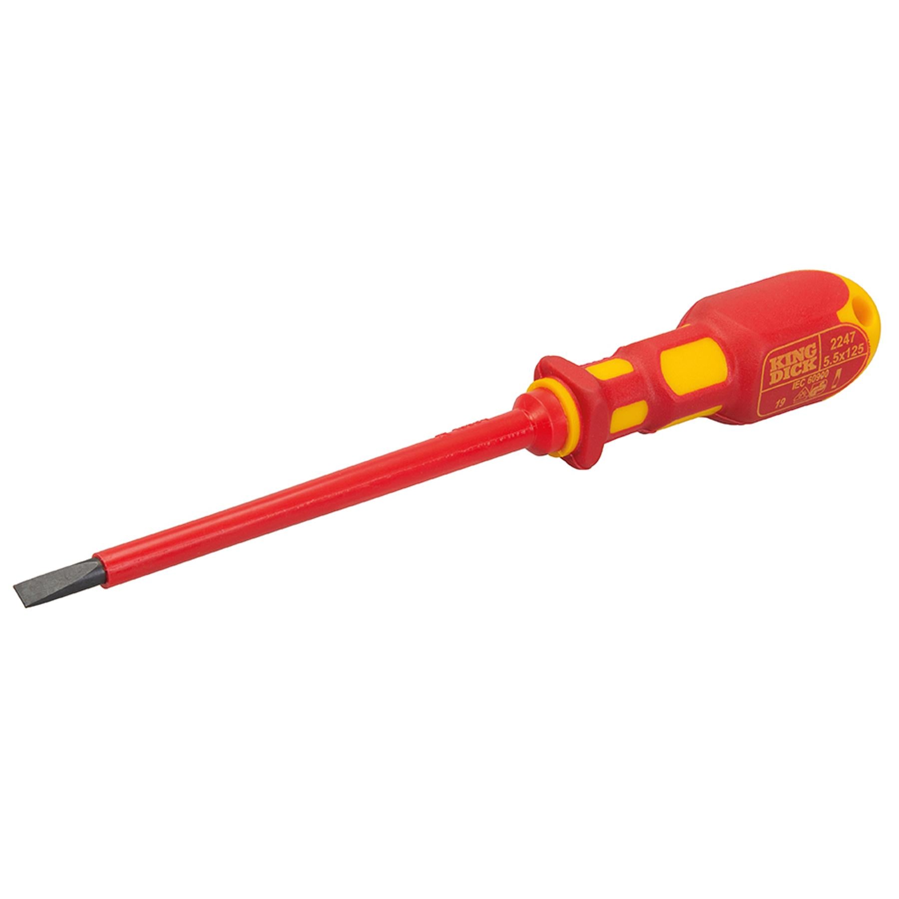 King Dick 5.5 X 125mm Vde Screwdriver Slotted British Made Comfort Grip
