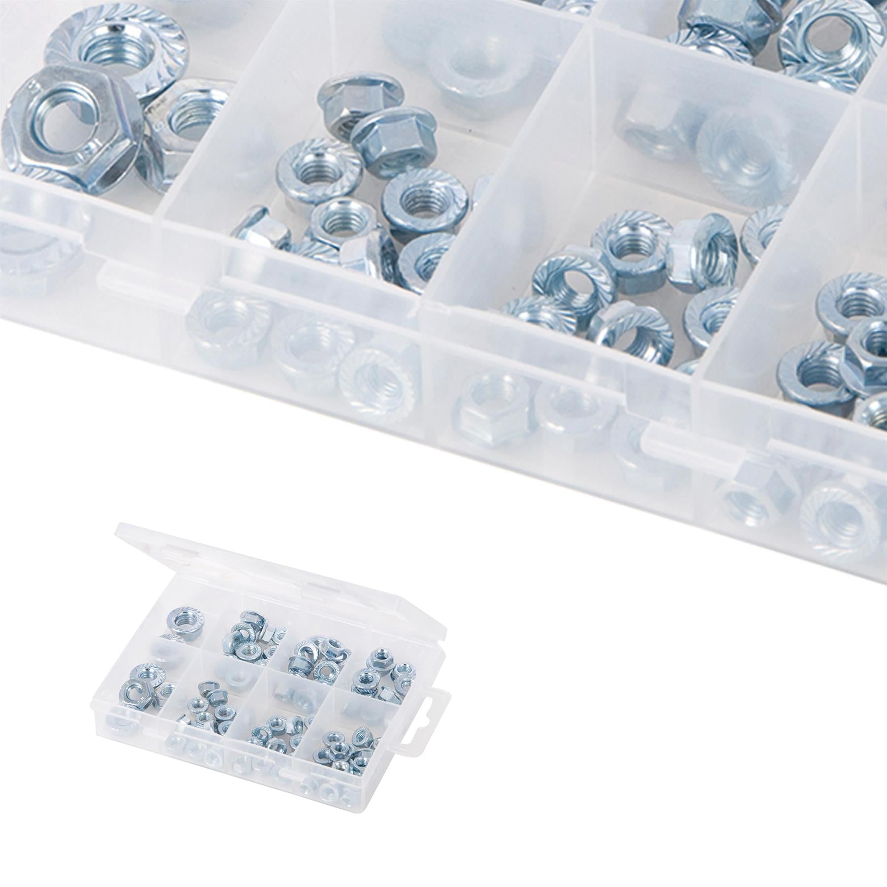 78Pc Flange Nuts Pack M5-M12 Strong Secure Uneven Fastening Surface Zinc Plated