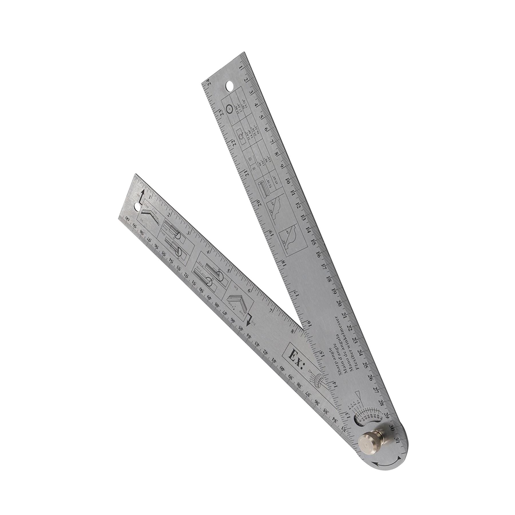 180 & 360 Degree Angle Finder Protractor Tool 600mm Steel Ruler Metric Imperial