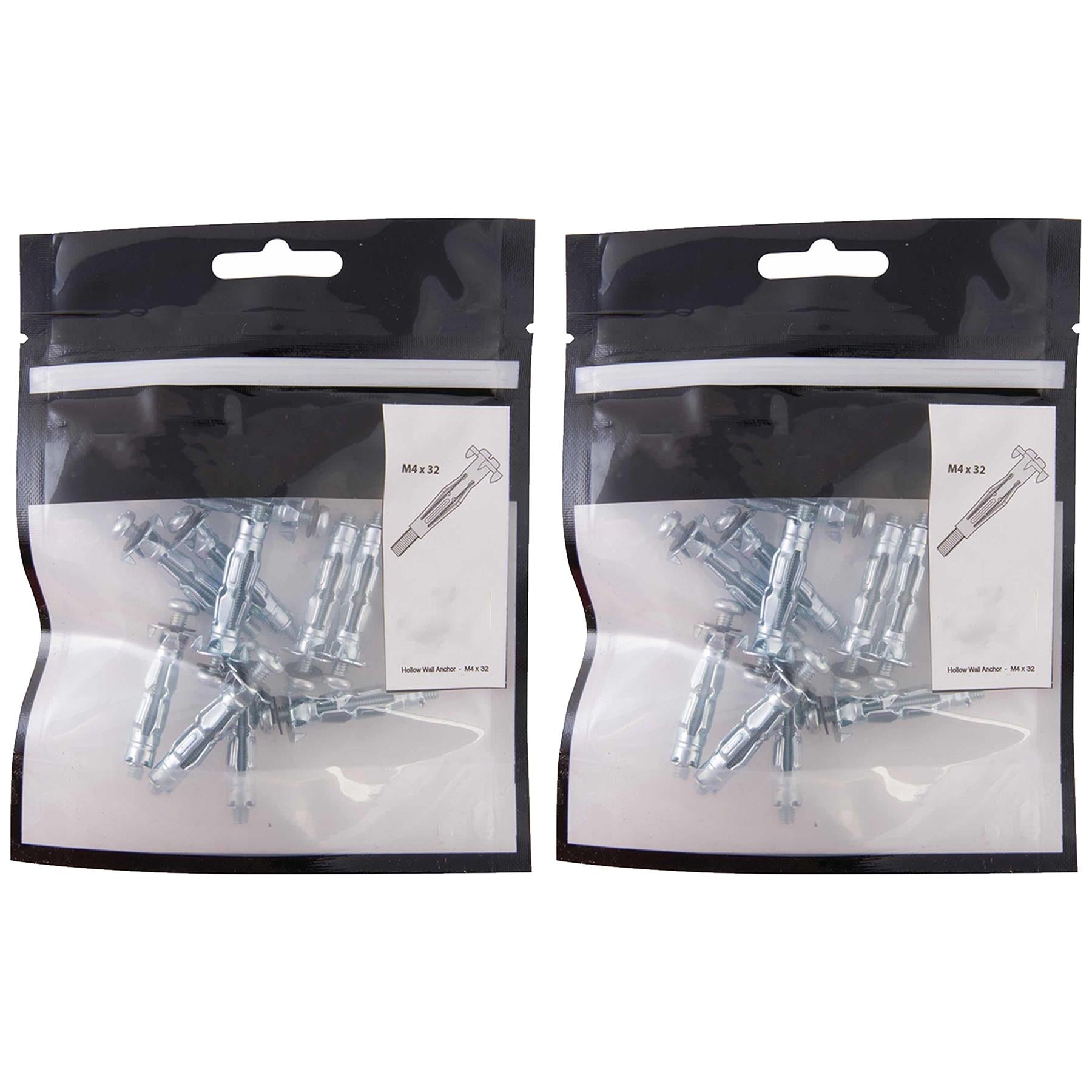 Hollow Wall Anchors Flush Finish With Anti-Rotation Barbs 20Pk M4 X 32mm