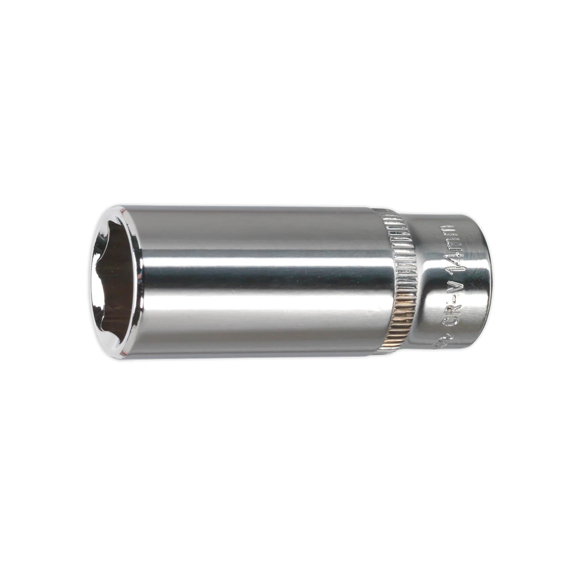Sealey WallDrive Socket 14mm Deep 1/4"Sq Drive Fully Polished