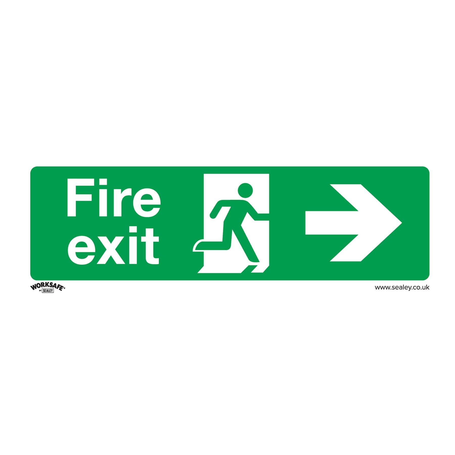 Sealey Safety Sign - Fire Exit (Right) - Self-Adh. Vinyl - Pk of 10