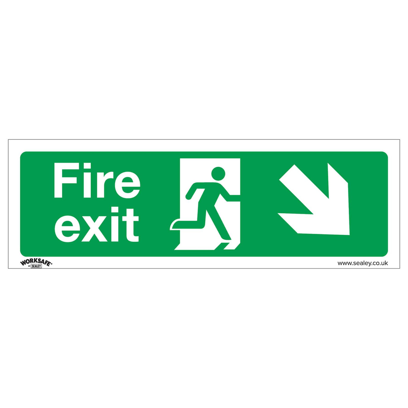 Sealey Safety Sign - Fire Exit (Down Right) - Rigid Plas - Pk of 10