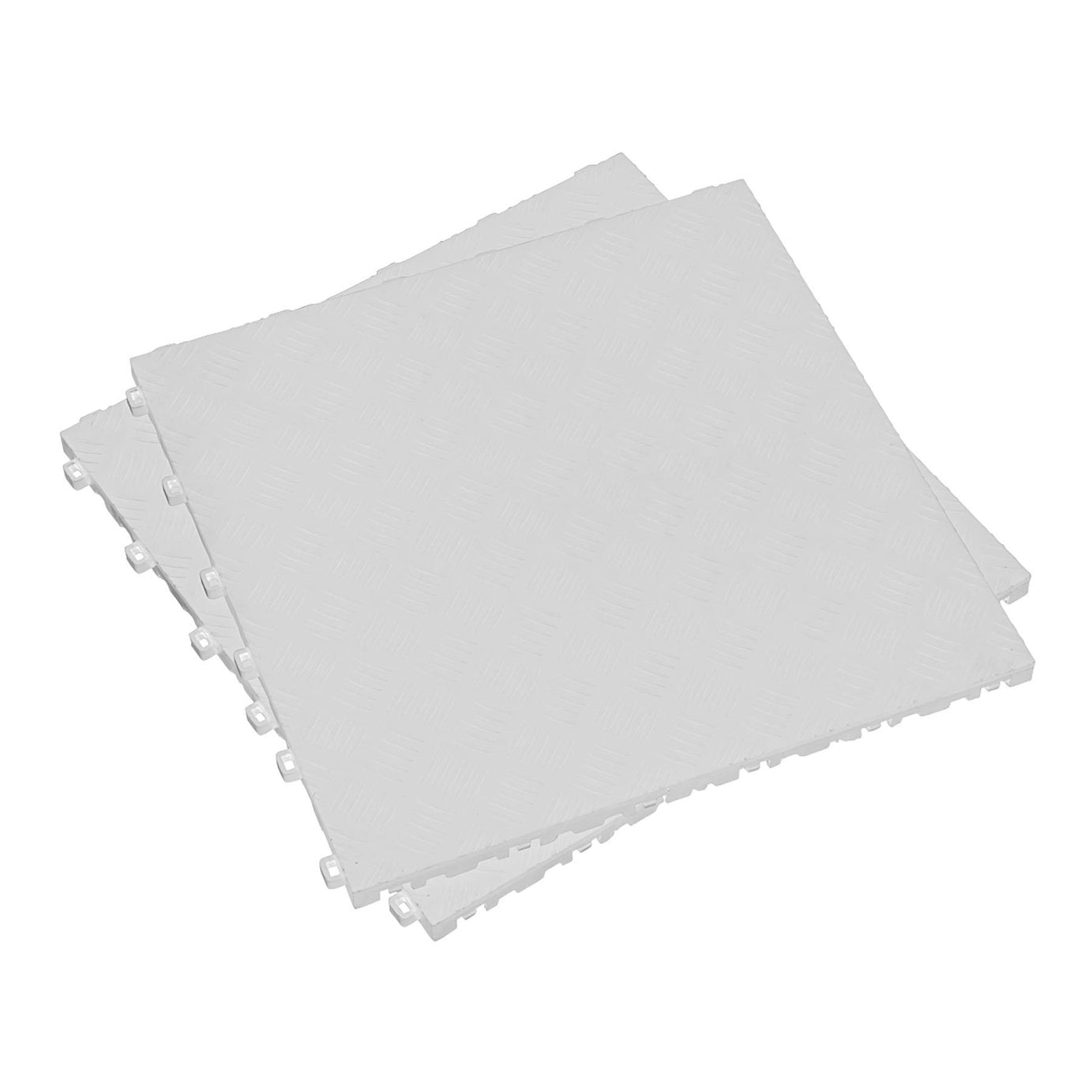 Sealey Polypropylene Floor Tile-White Treadplate 400x400mm Pk of 9