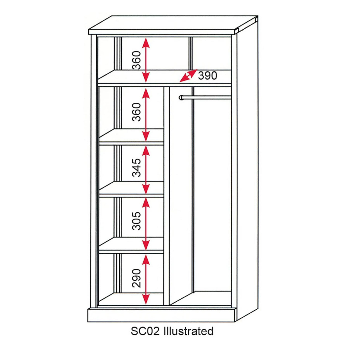 Sealey Floor Cabinet 4 Shelf plus Hanging Rail 2 Door