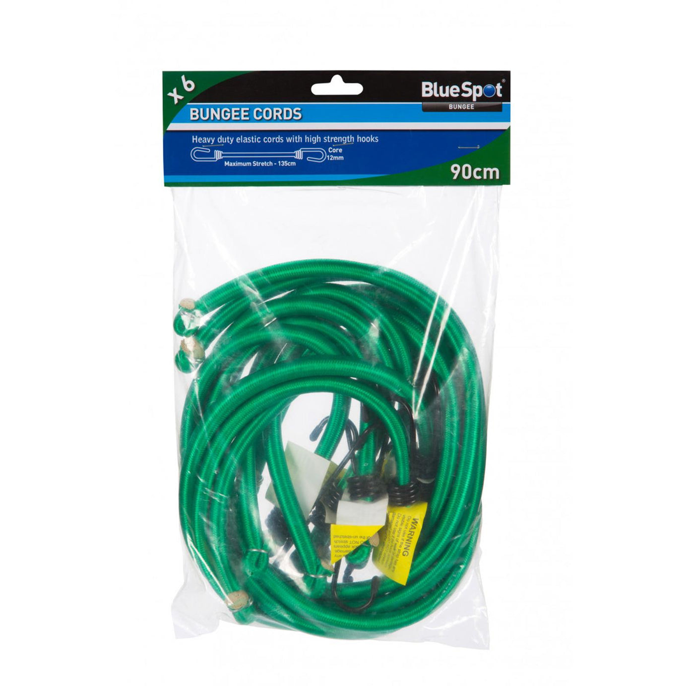 BlueSpot 6Pce 90cm High Quality Elasticated Bungee Shock Cords Green Multi Use Rope