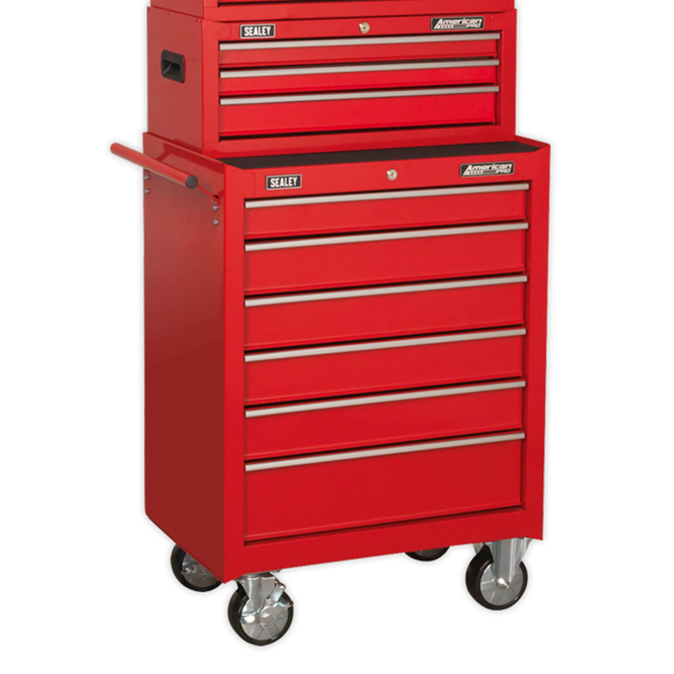 Sealey Topchest, Mid-Box & Rollcab 14 Drawer Stack - Red