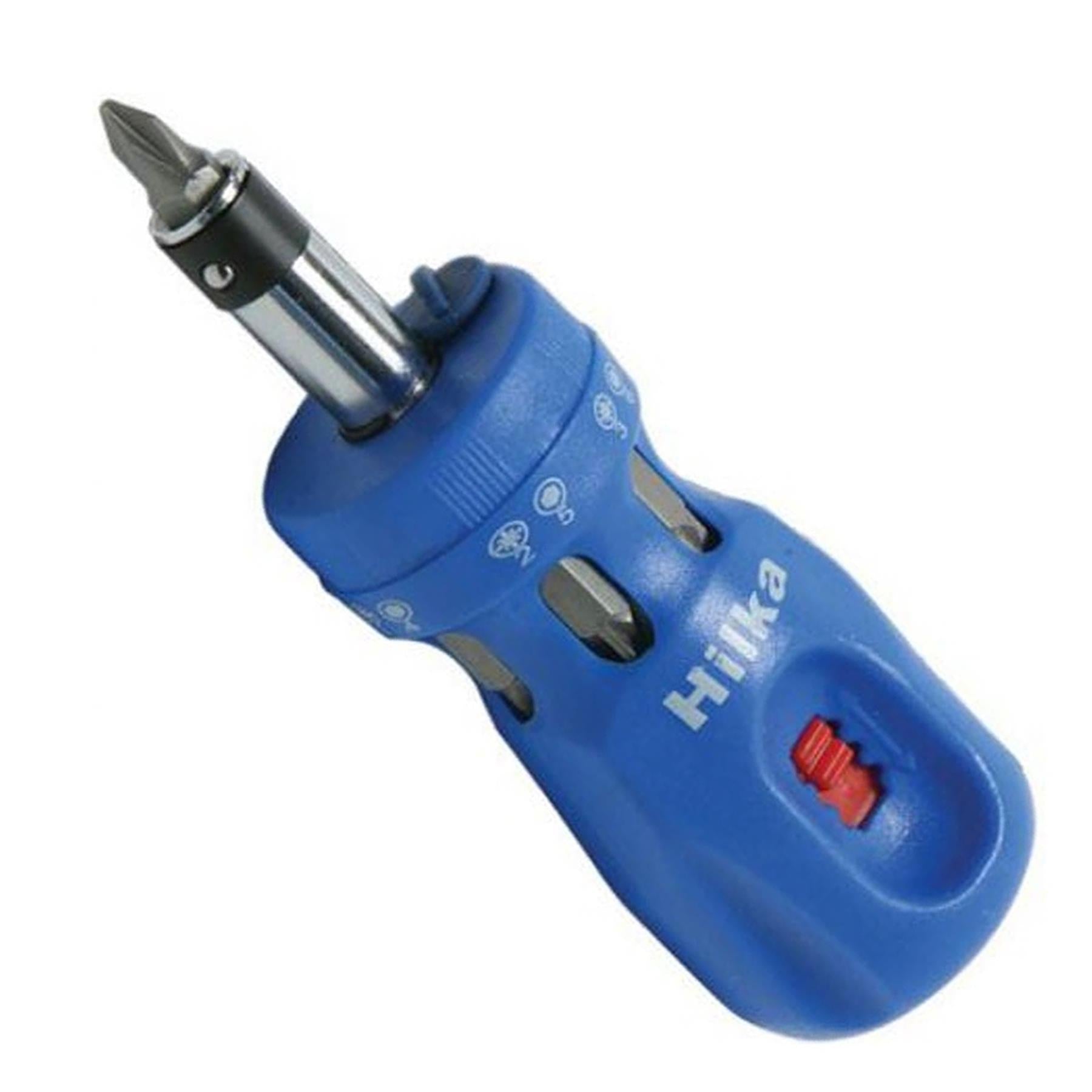 Stubby Ratchet Screwdriver with 12 in1 Hex Philips Pozi Slotted Bits