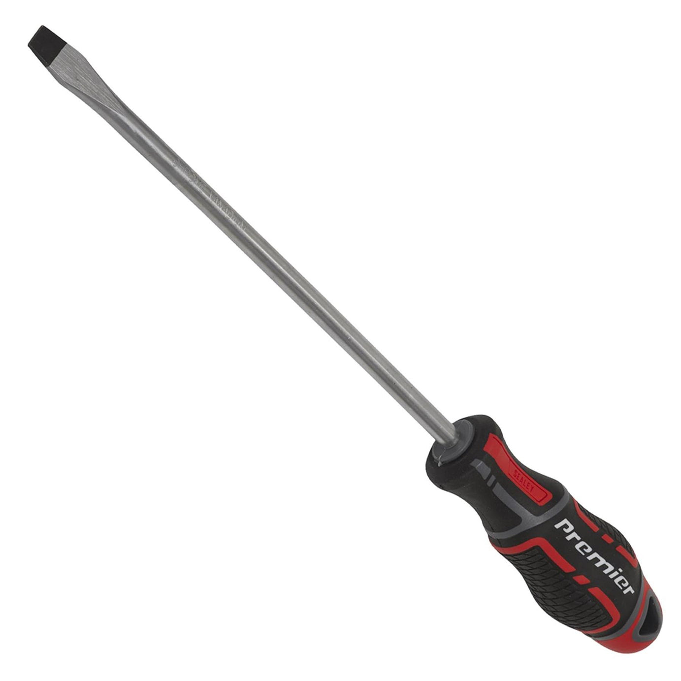 Sealey Screwdriver Slotted 8 x 200mm Flat Soft Grip Handle Magnetic GripMAX
