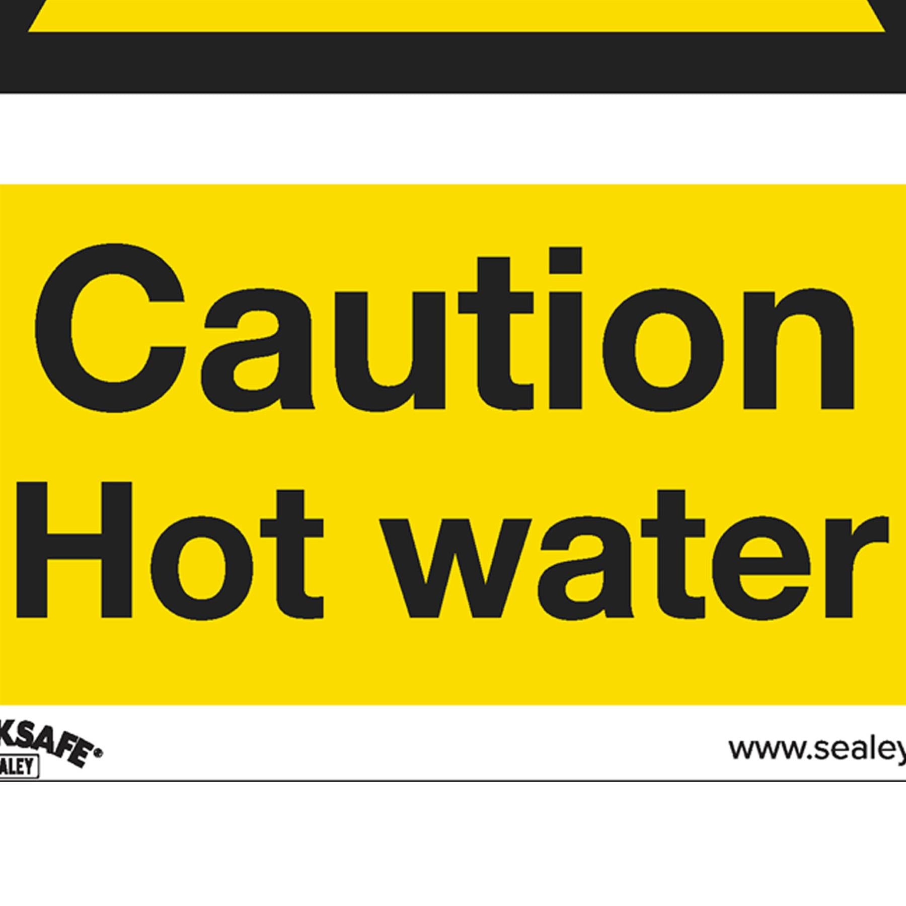 Warning Safety Sign - Caution Hot Water - Self-Adhesive Vinyl