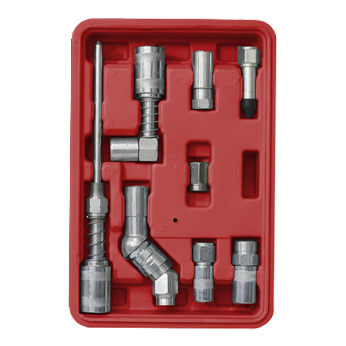 Sealey Manual Grease Gun Adaptor Kit Couplers Nozzles & Flexible Hose 12pc Set