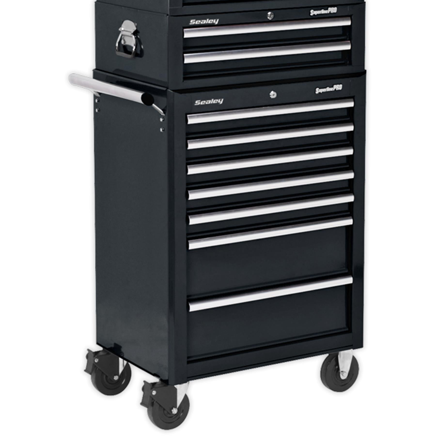 Sealey Topchest, Mid-Box & Rollcab Combination 14 Drawer - Black