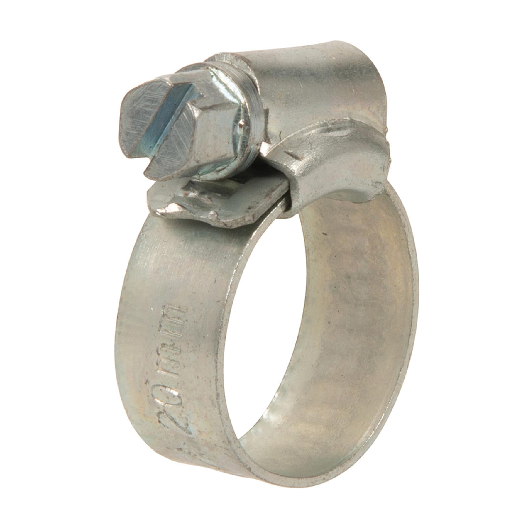 10Pk Hose Clips - 12 - 20mm (Oo) Zinc-Plated Mild Steel For Automotive Use