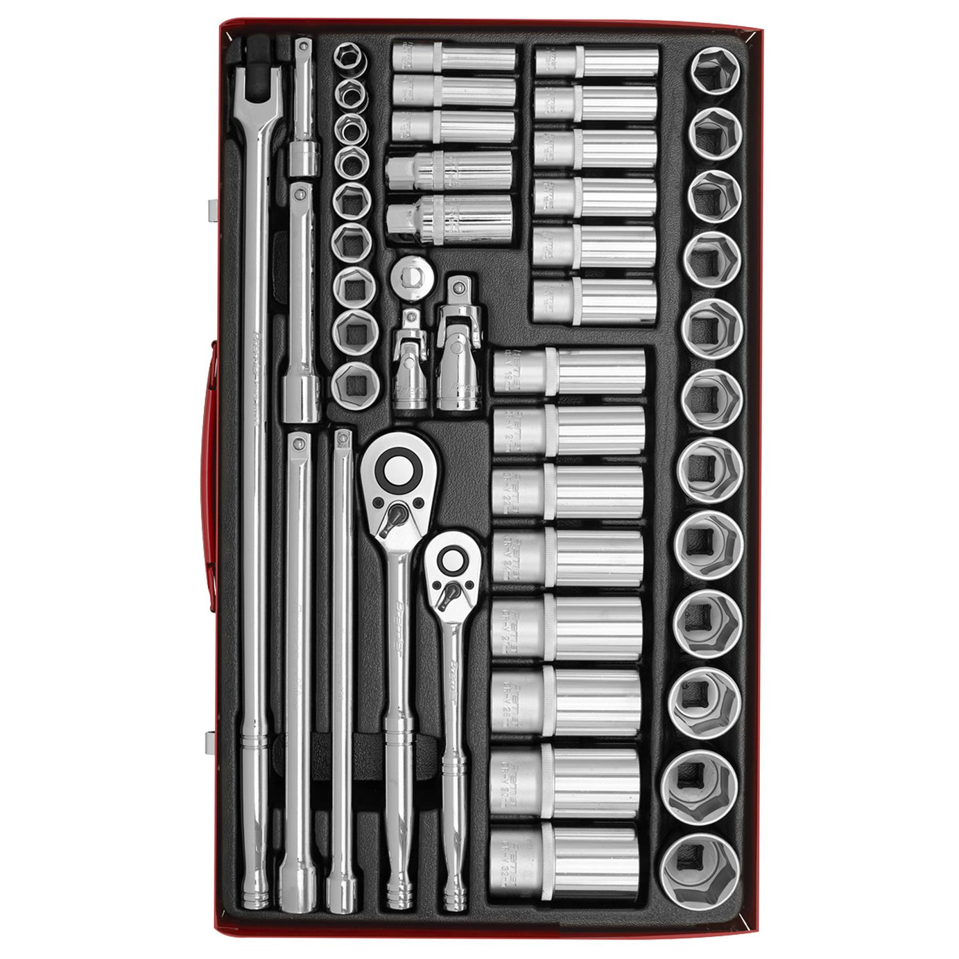 Sealey Socket Set 50pc 3/8" & 1/2"Sq Drive 6pt WallDrive - Metric