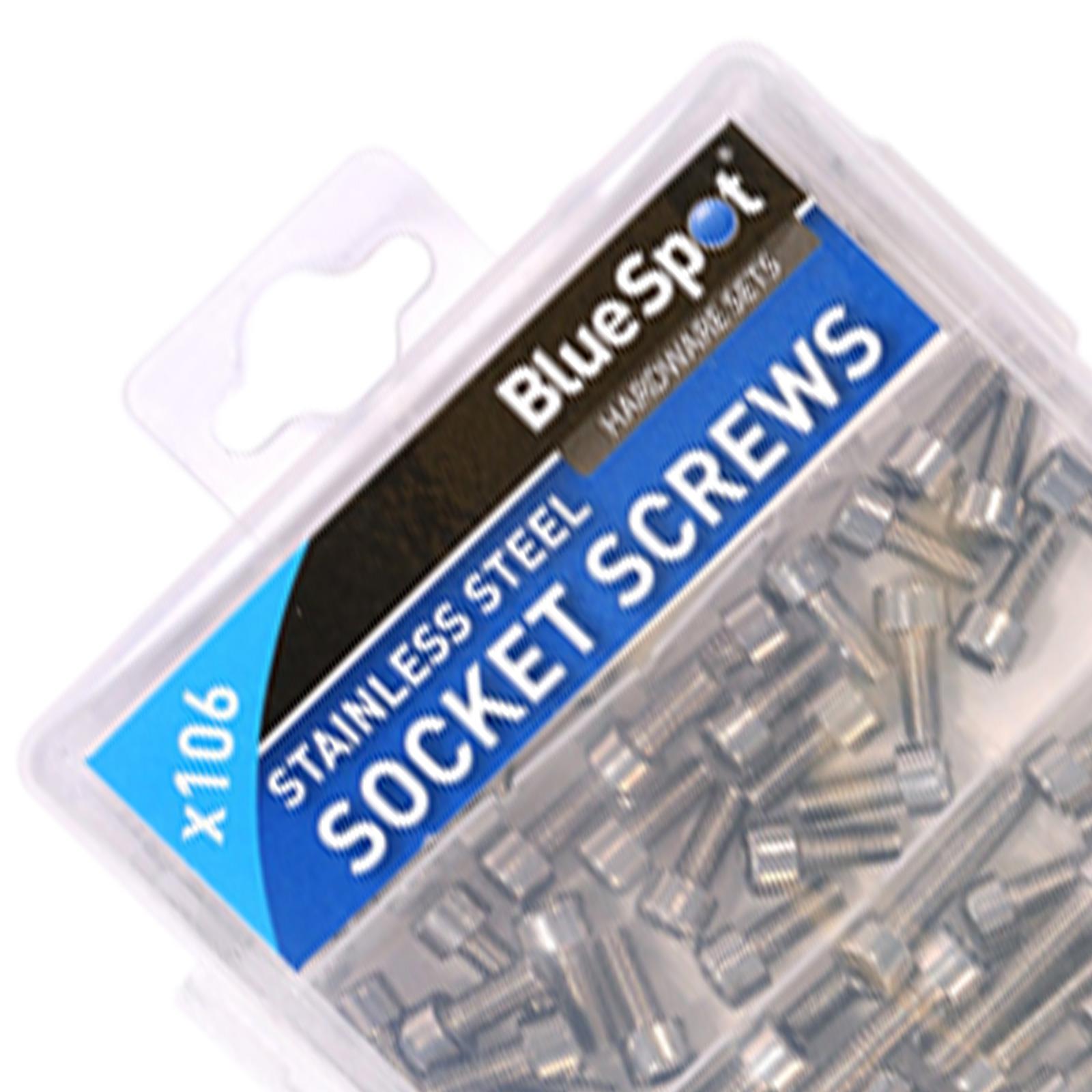 BlueSpot 106Pc Flat Head Phillips Self Tapping Screws Stainless Steel