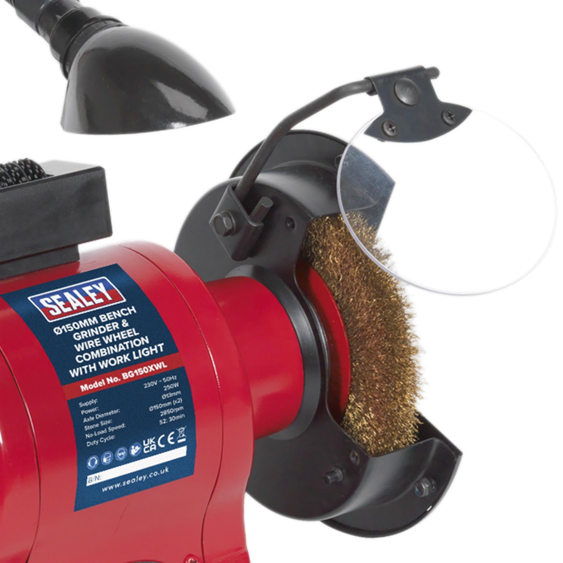 Sealey Bench Grinder 150mm & Wire Wheel Combo with Work Light 230V