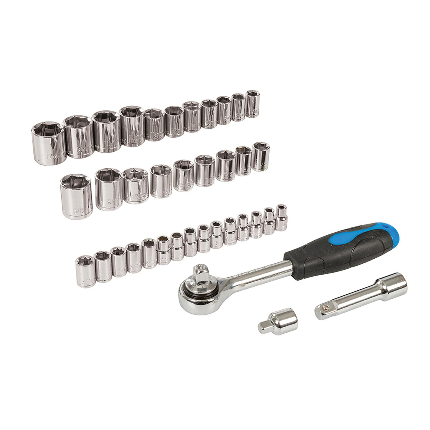 39 Pc Metric, Af (Imperial) And Female Torx Socket Set With Ratchet Handle New