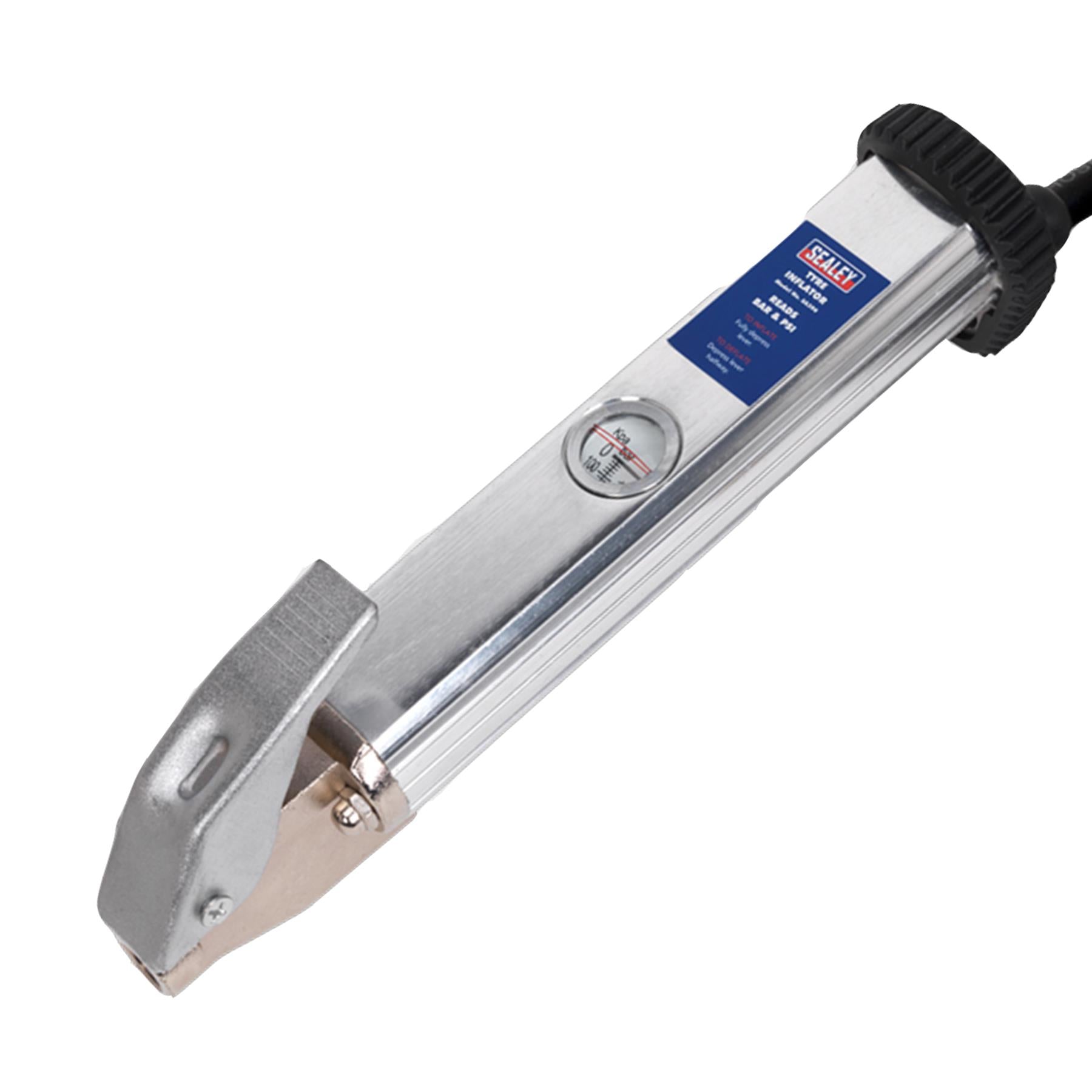 Sealey Tyre Inflator with 2.7m Hose & Clip-On Connector
