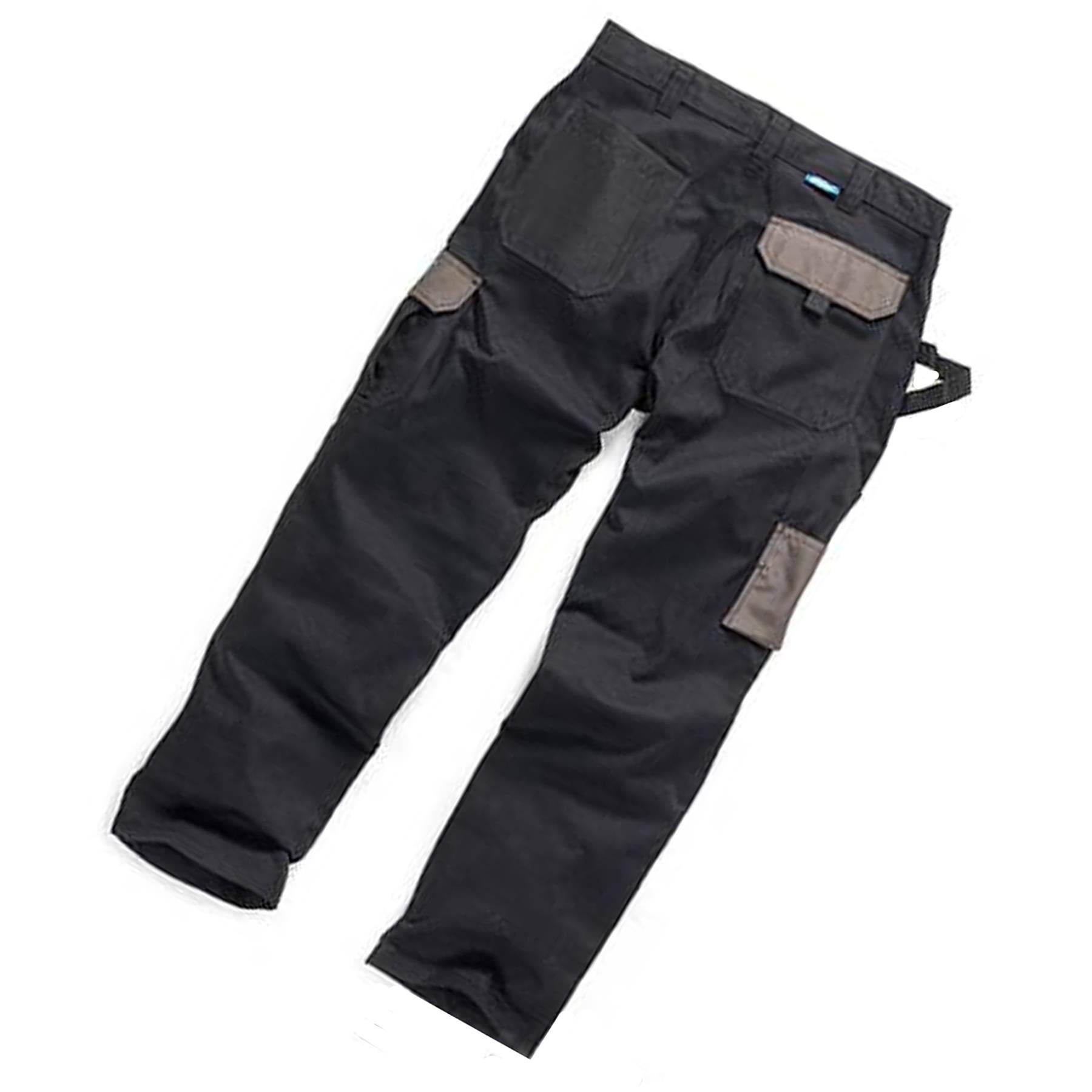 Tough Grit Work Trousers Kneepad & Cargo Pockets Working Pants Black 36R