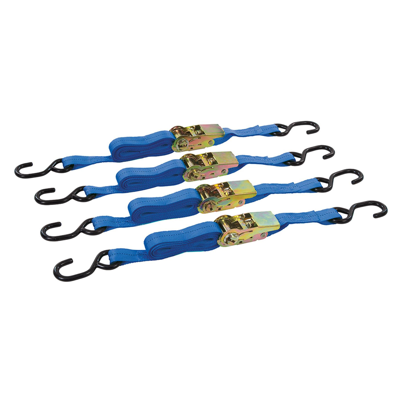 4Pk Ratchet Tie Down Strap With S Hook 4m x 25mm Wide With Straps Per