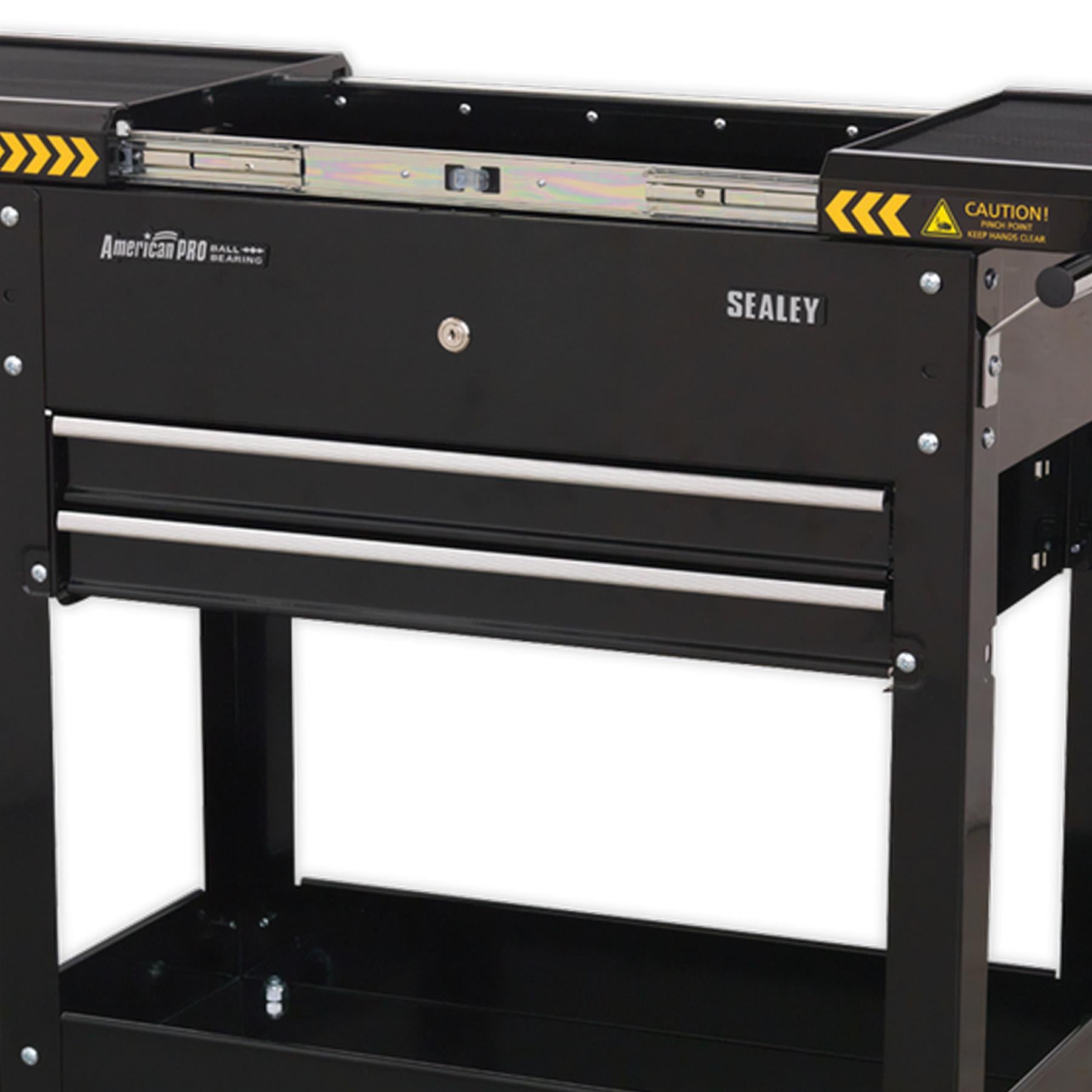 Sealey Mobile Tool & Parts Trolley - Black  Fitted with four wheels,