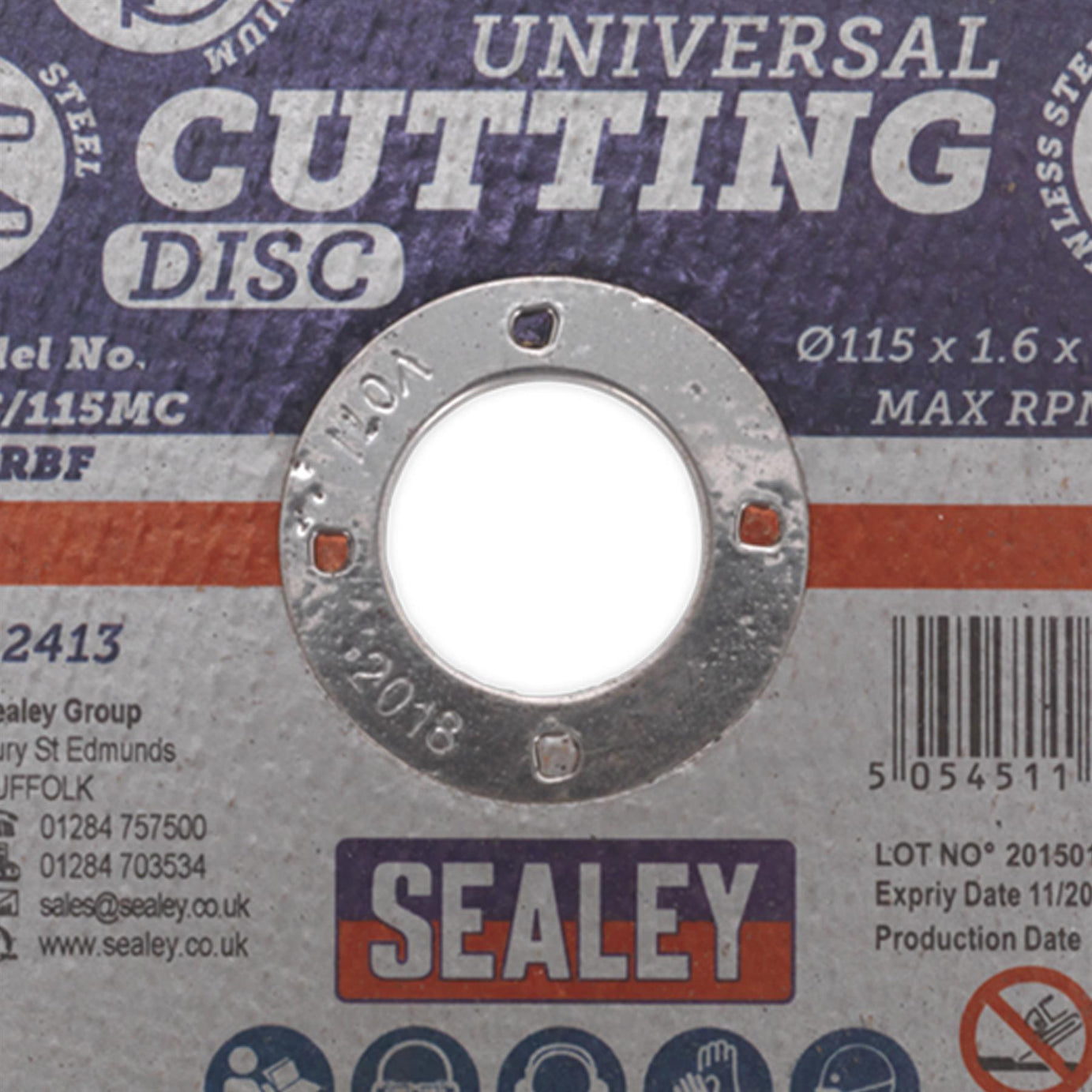 Sealey Multipurpose Cutting Disc Ø115 x 1.6mm Ø22.2mm Bore