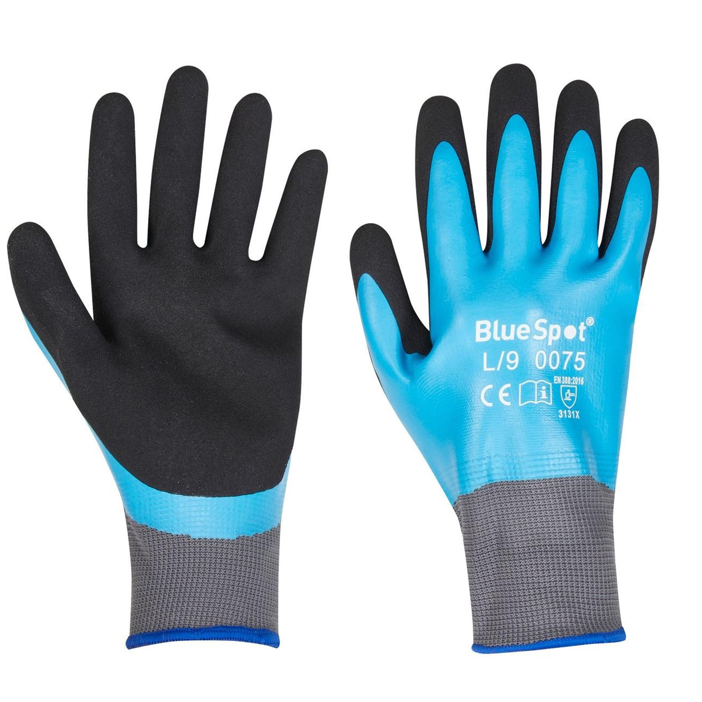 Blue Spot Latex Water Resistant Gloves (Large)