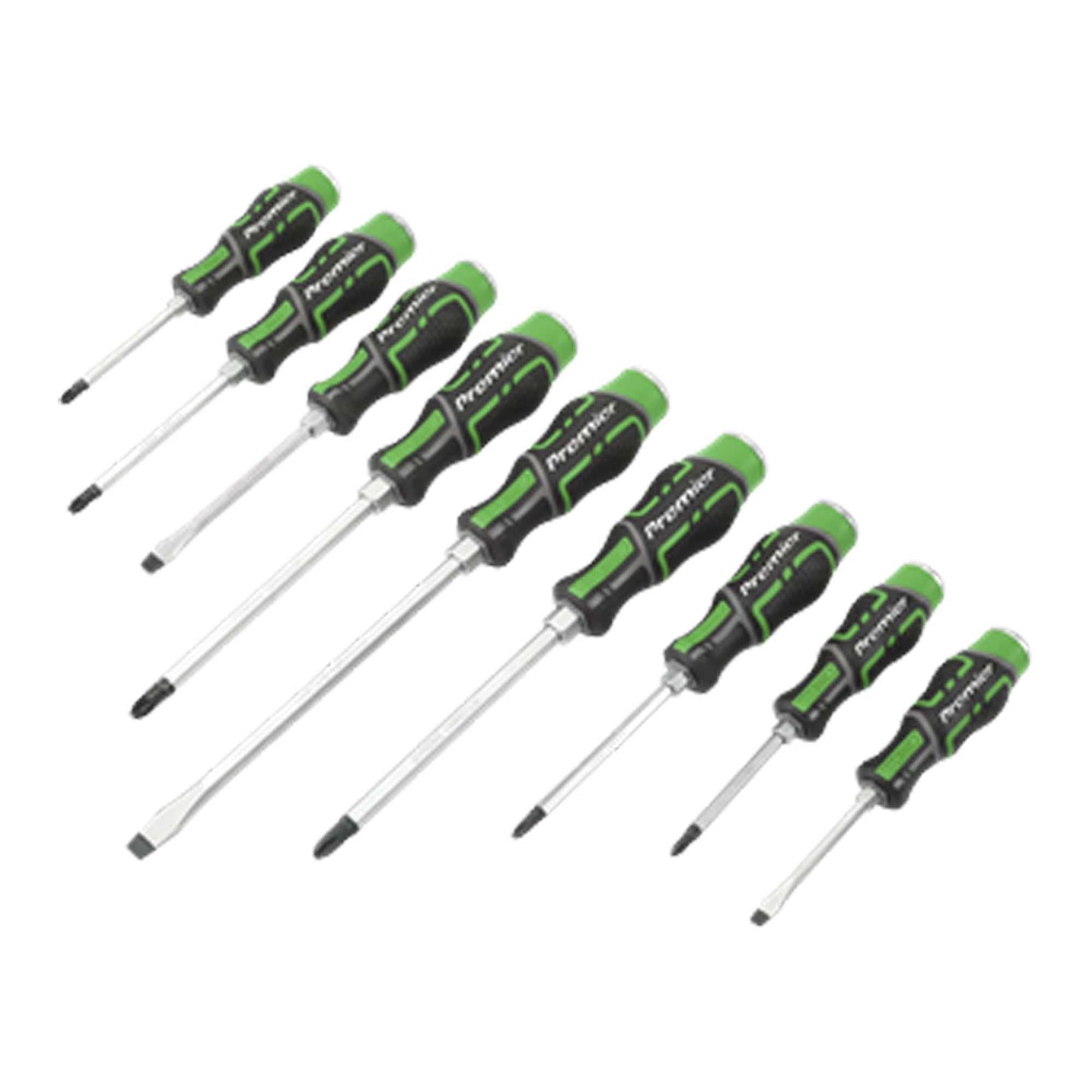 Sealey Hammer-Thru Screwdriver Set Hi-Vis Green 9pc