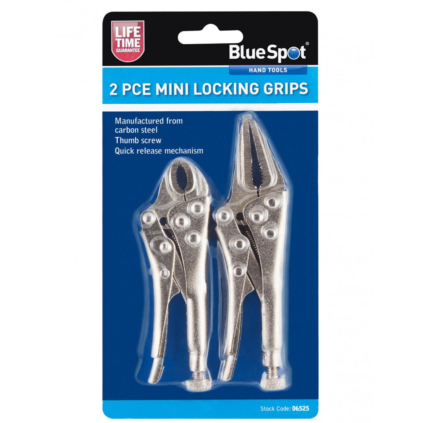 BlueSpot 2PC Mini Adjustable Locking Long Nose Mole Vice Grip Small Pliers 100mm &  125mm