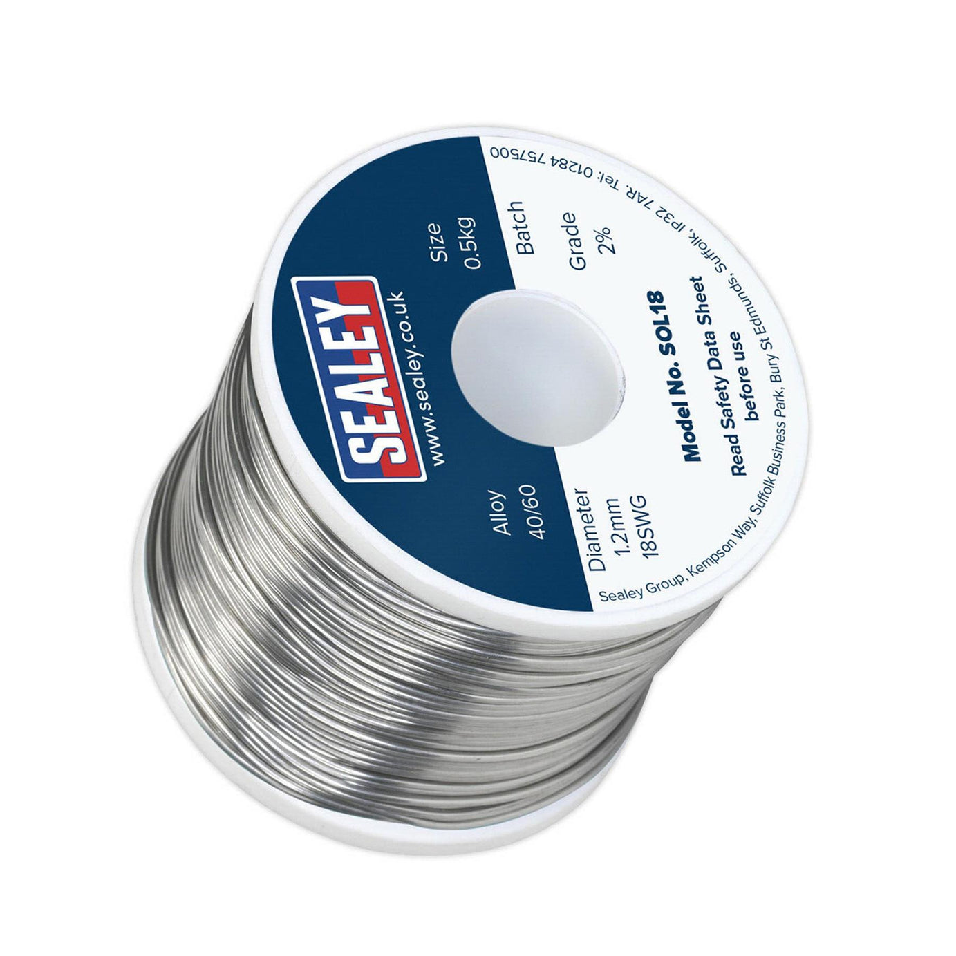 Sealey Solder Wire Quick Flow 1.2mm/18SWG 40/60 0.5kg Reel