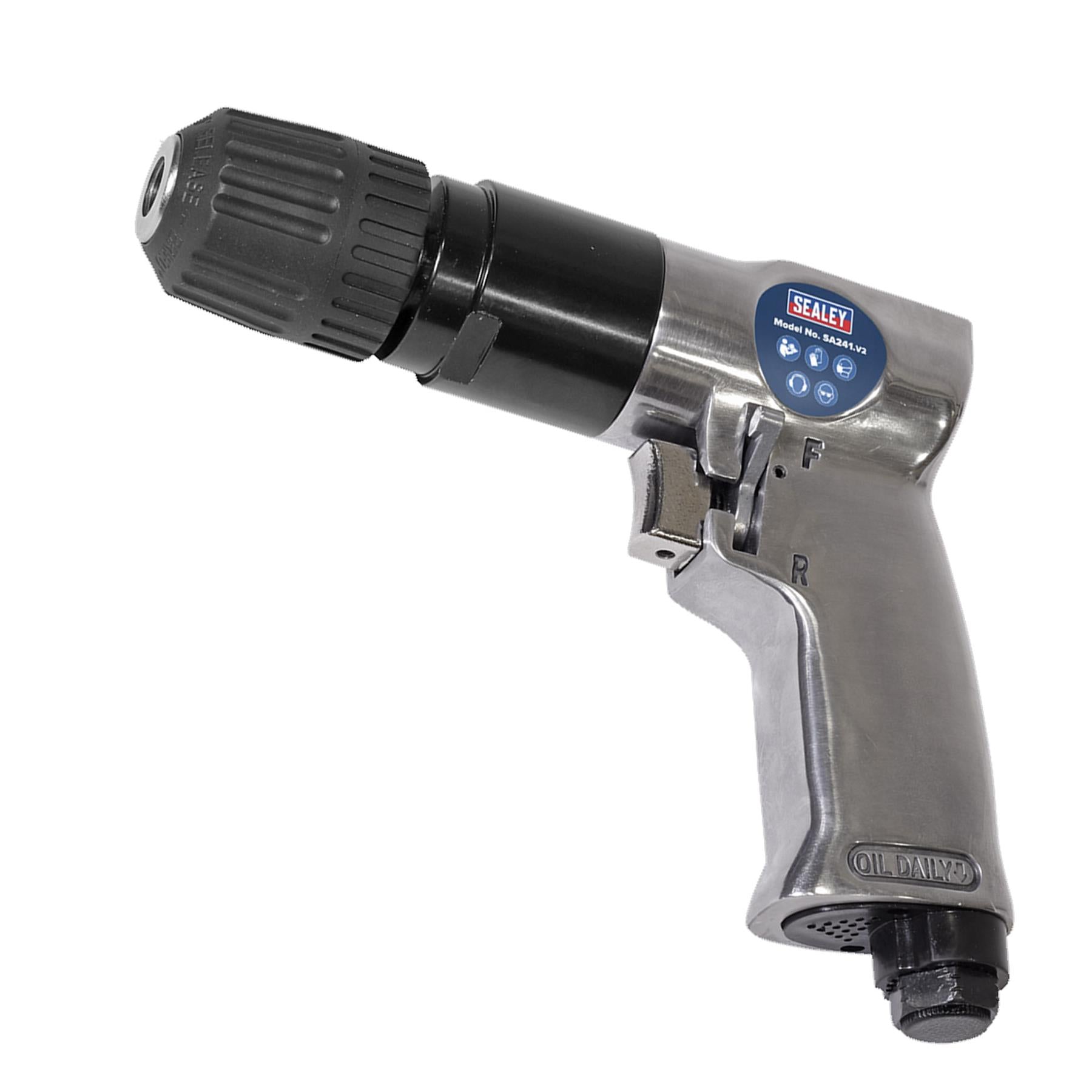 Sealey Air Drill Ø10mm Reversible with Keyless Chuck