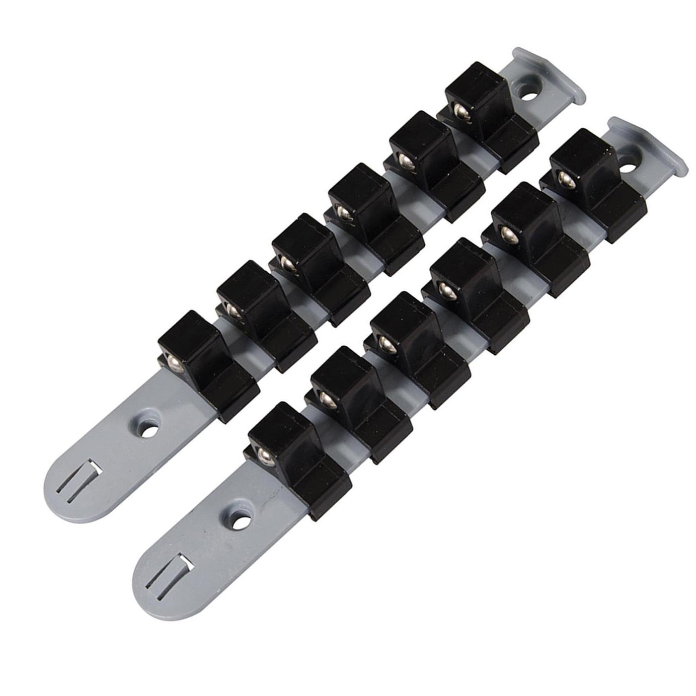 1/2" Drive Socket Holder Storage Organiser Rail Snap Set - 12 Clips Wall Mounting