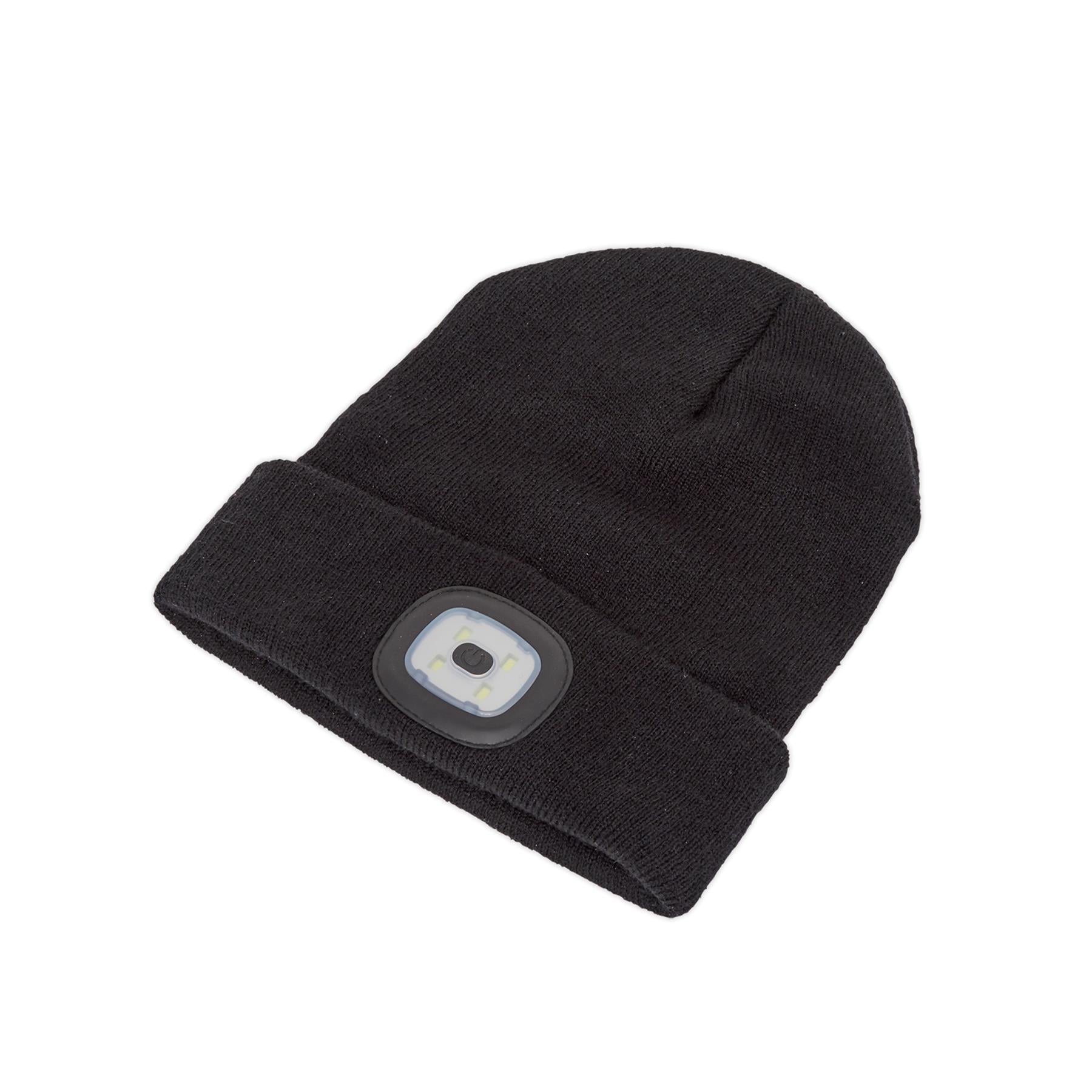 Sealey Beanie Hat with Rechargeable Spotlight 4 SMD LED