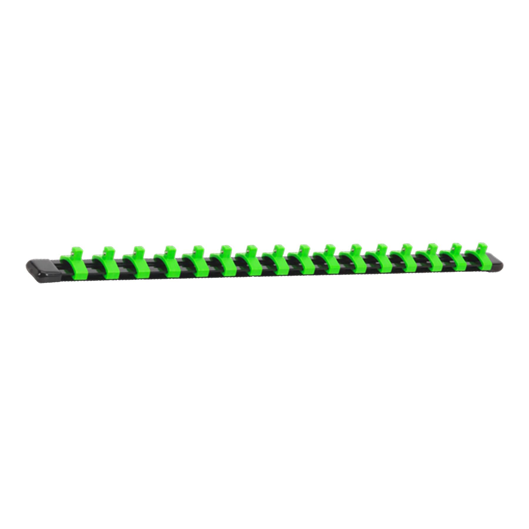 Socket Retaining Rail with 16 Clips 1/4"Sq Dr - Hi-Vis Green. Sealey