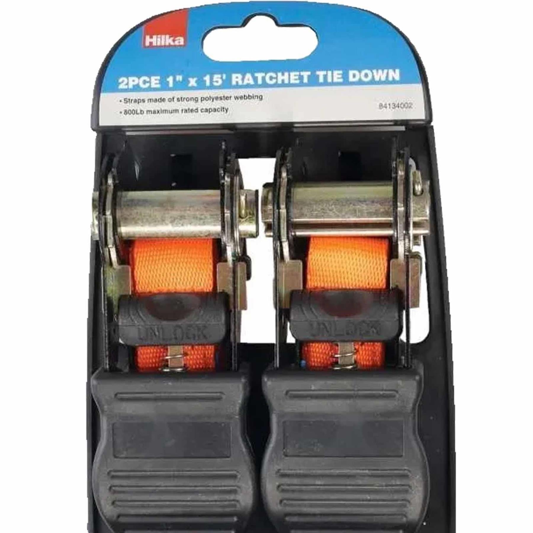 2 x Heavy Duty Ratchet Tie Down Straps 25mm 4.5 Meter Lashing Cargo Luggage