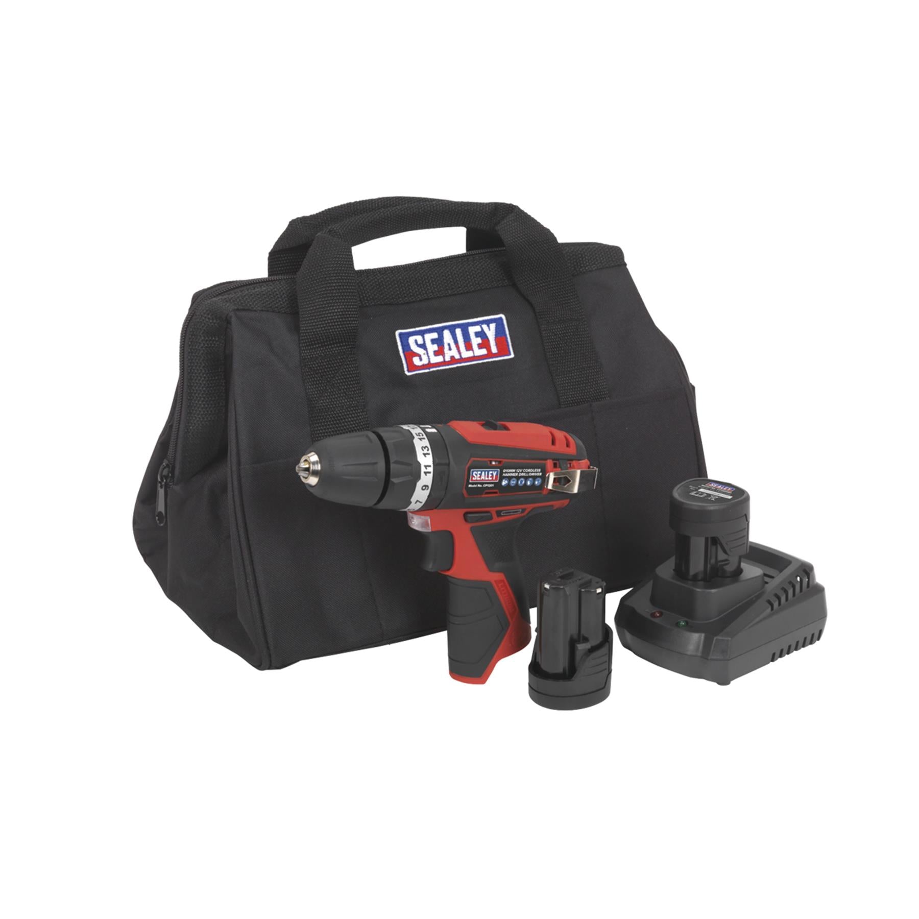 Sealey Hammer Drill/Driver Kit �10mm 12V Lithium-ion - 2 Batteries