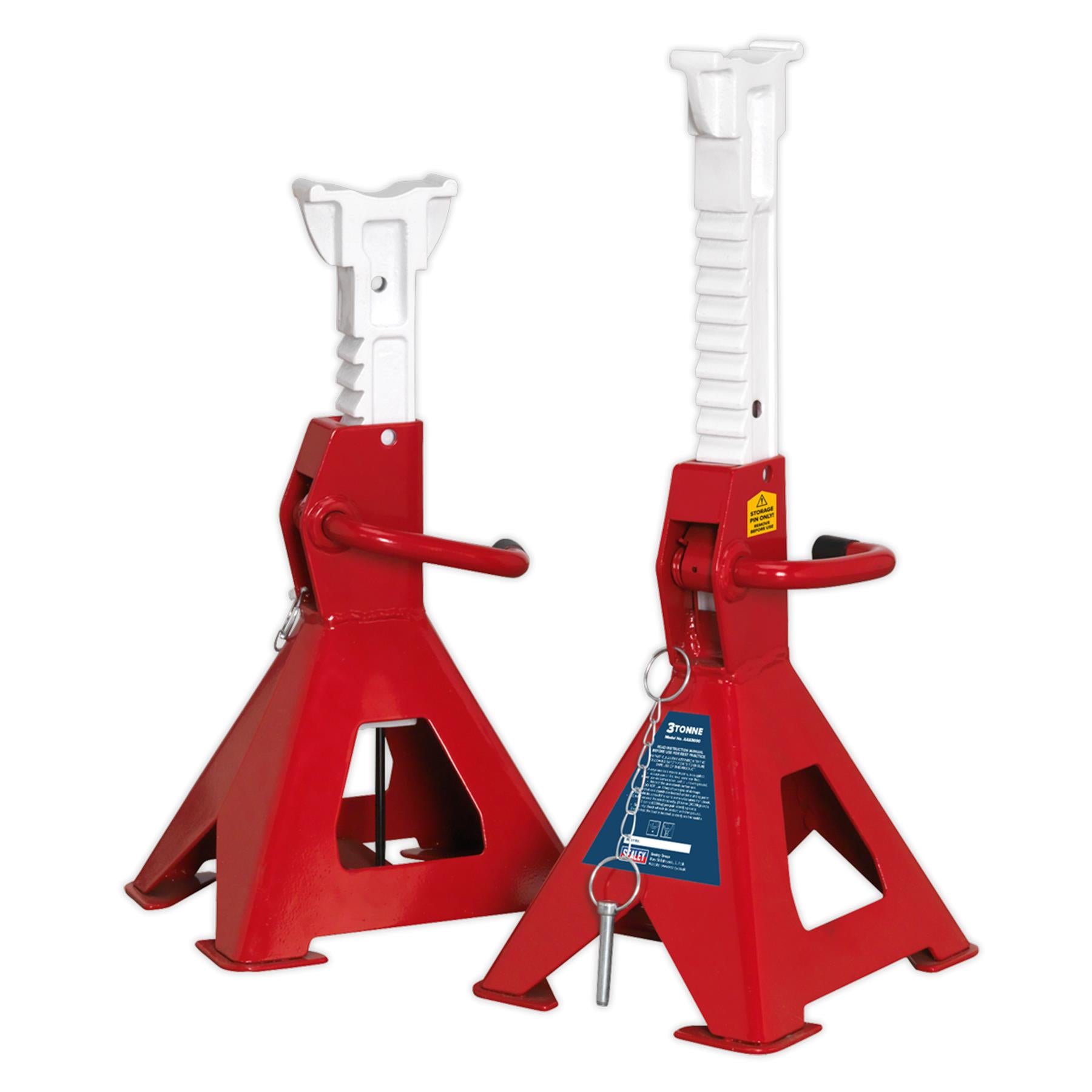 Sealey Pair Of 3 Tonne Axle Stands Lifting Capacity Per Stand Auto Rise Ratchet