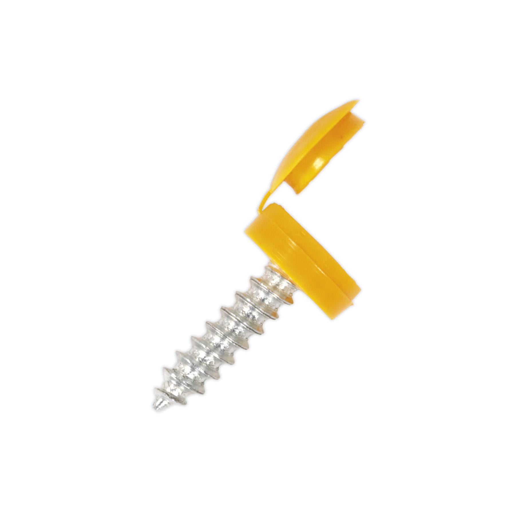 Sealey Numberplate Screw with Flip Cap 4.2 x 19mm Yellow Pk of 50