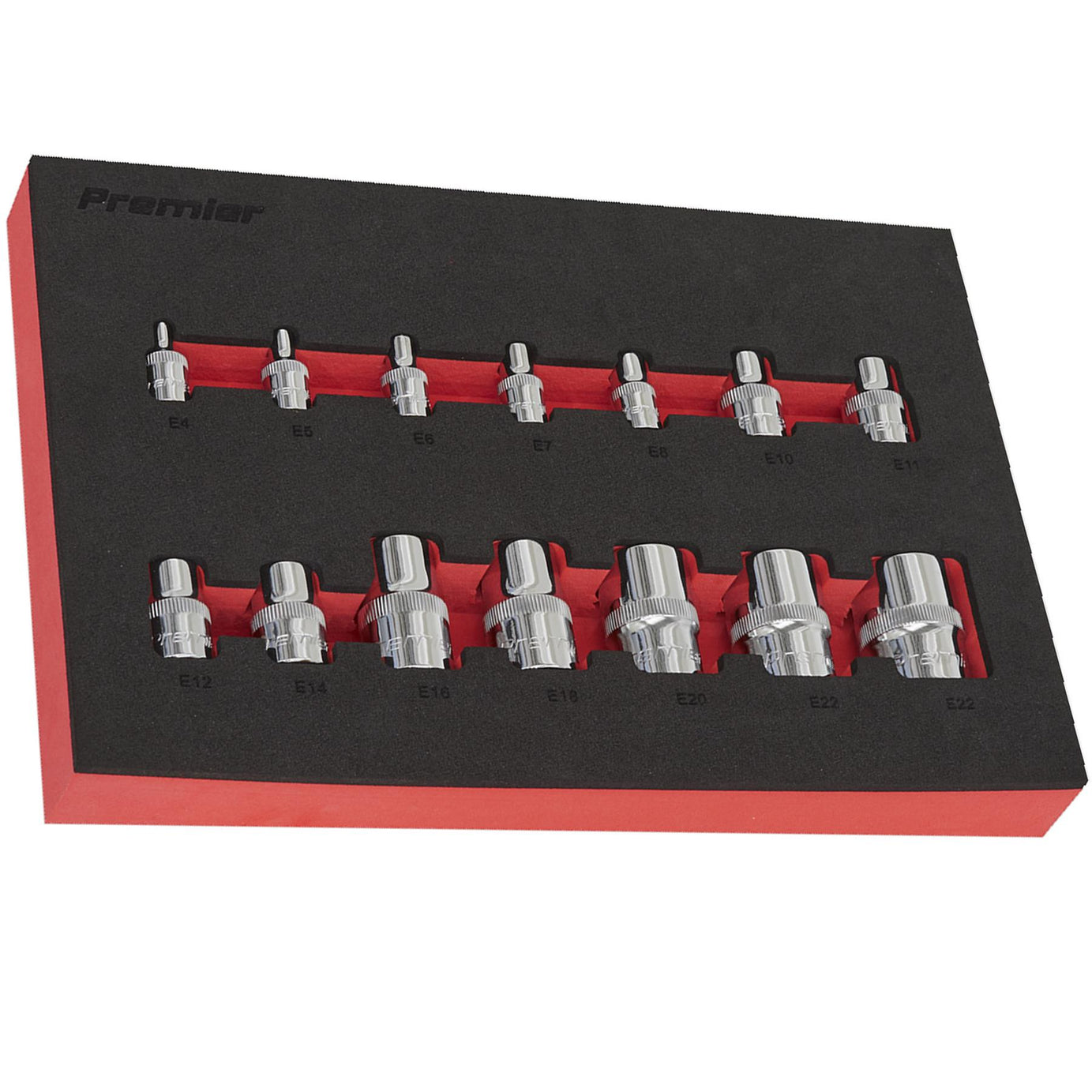 Sealey TRX-Star* Socket Set 14pc 1/4", 3/8" & 1/2"Sq Drive E4-E24