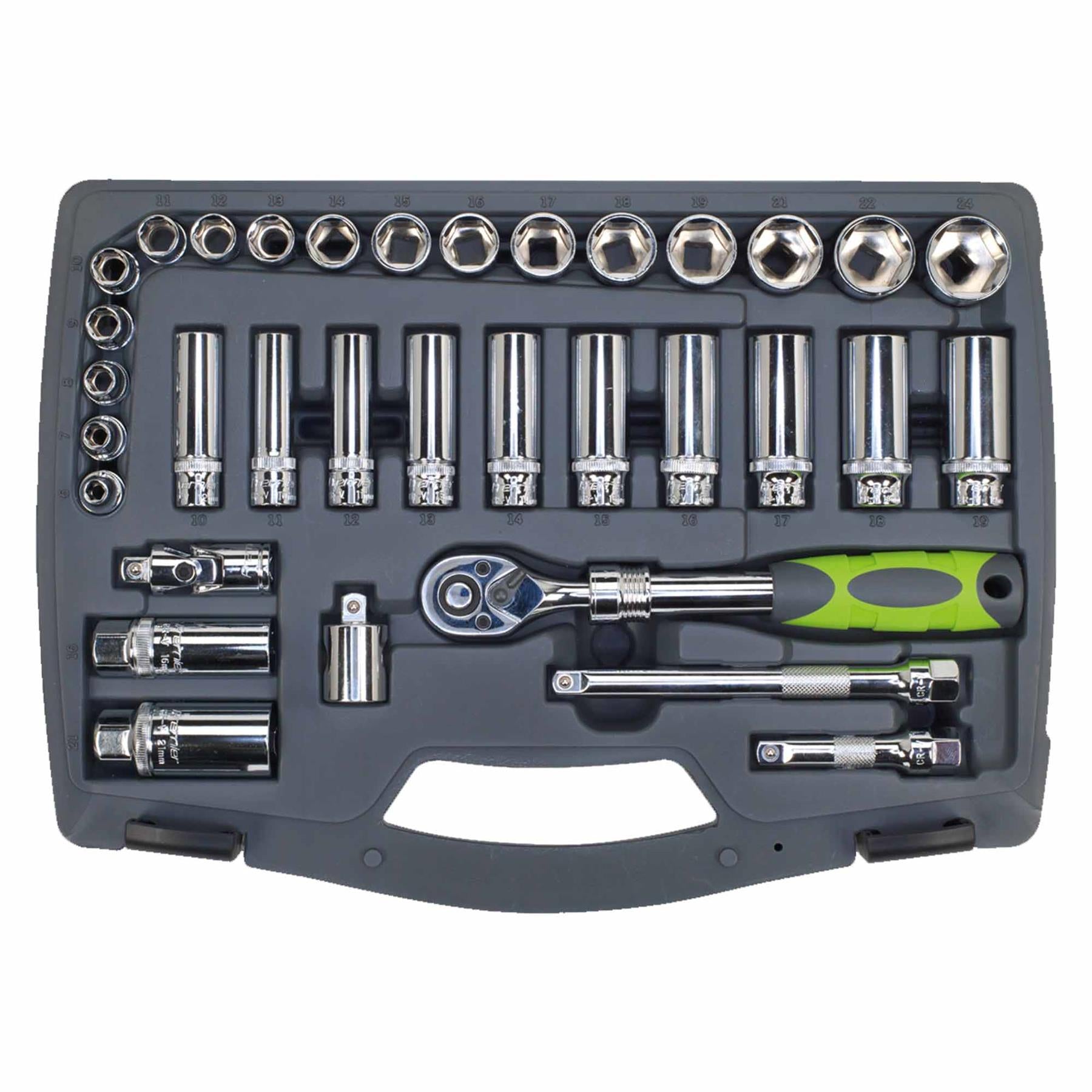 Sealey Socket Set 34pc 3/8"Sq Drive 6pt WallDrive Metric