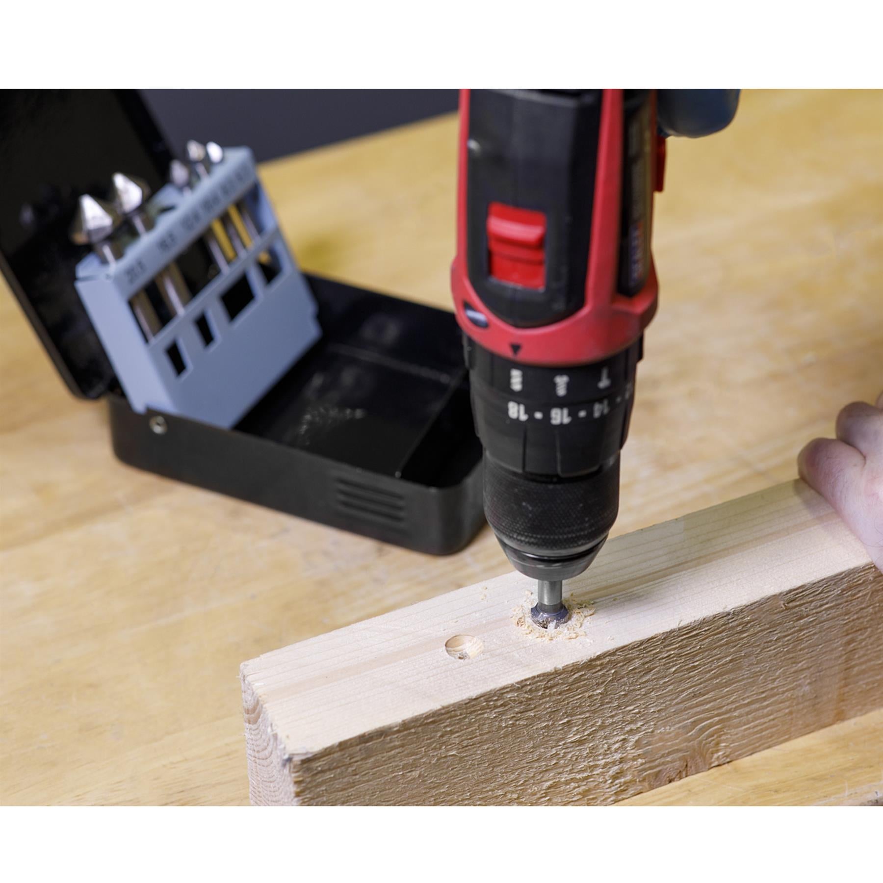 Sealey Countersink Bit Set 6pc 3 x V Flutes Drill Woodwork 6.3-20.5mm Joinery