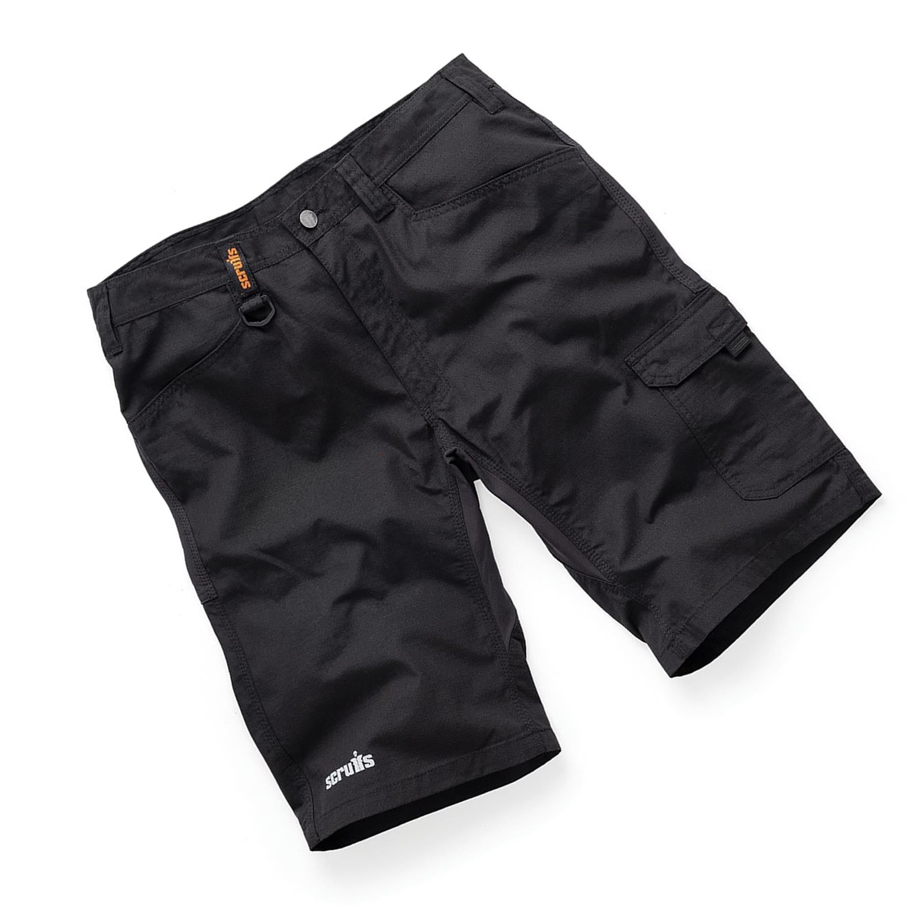 Scruffs Work Shorts Trade Flex Lightweight Slim Fit Hard Wearing Black 32"W