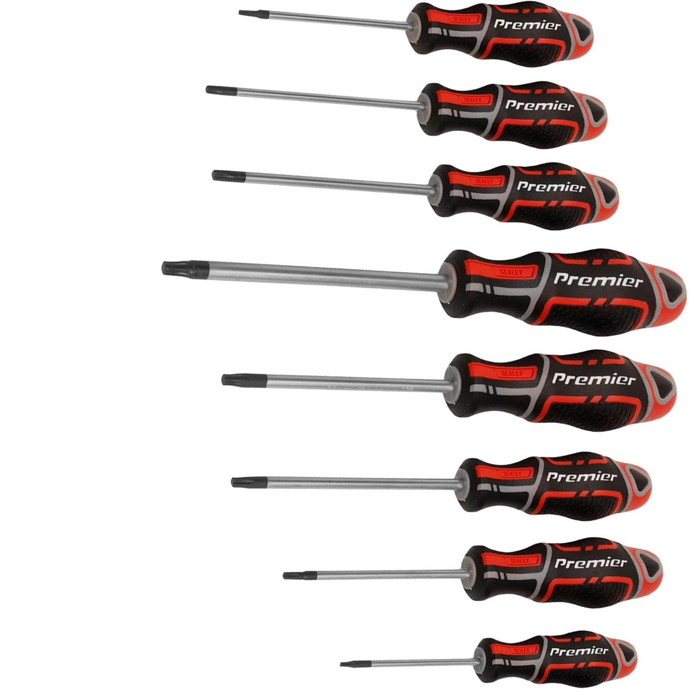 Sealey 8pc Security TRX Star Torx Screwdriver Set Magnetic GripMax 60-125mm Red