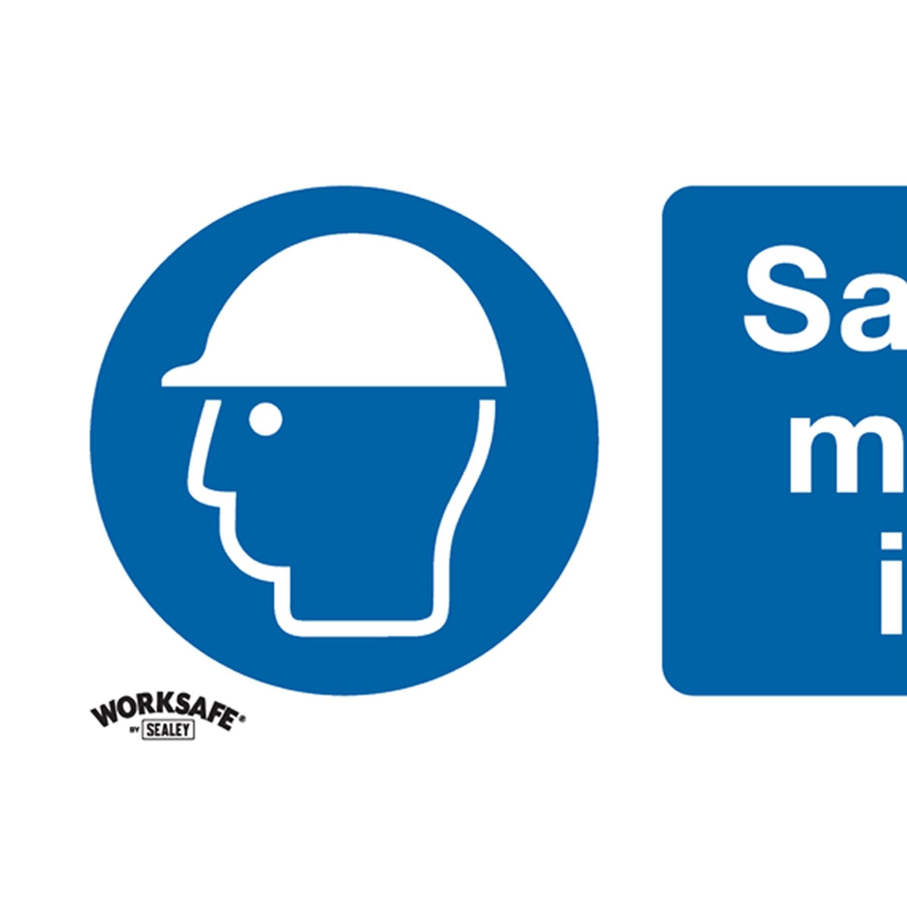 Mandatory Safety Sign - Safety Helmets Must Be Worn In This Area - Self-Adhesive Vinyl