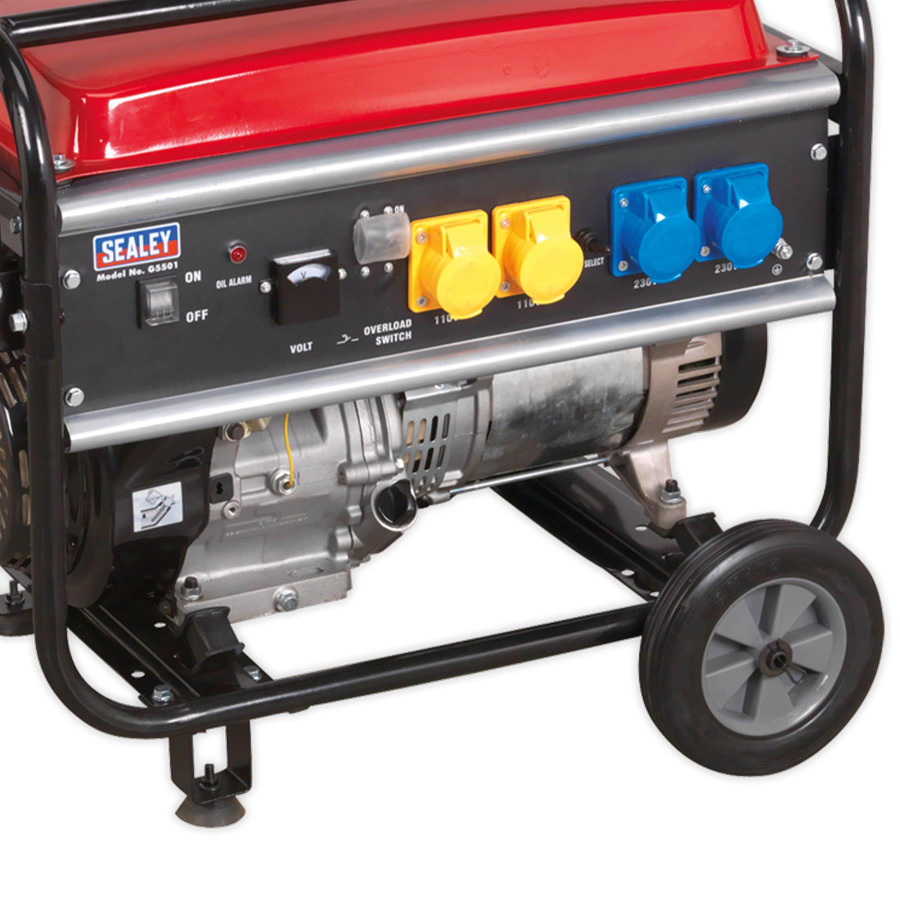 Sealey Generator 5500W 110/230V 13hp  Two Wheels And a large handle,